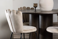Spisestol Limhamn & Olivia 2-pakk – beige + spisebord rundt ⌀110 – mocca