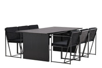 Spisestol 2-pakk + rektangulært spisebord 200 × 100 – svart