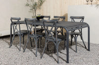 Spisebord Borneo & Tablas 200 × 100 + spisestol 2-pakk – svart og mørk grå