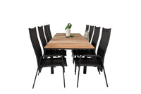Lenestol Copacabana & Mexico 2-pakk – svart + Spisebord rektangulært 180 x 90 – natur