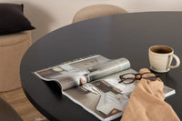Spisebord rundt ⌀140 – svart + spisestol 2-pakk – beige