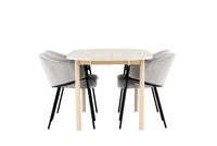 Spisestol Evelina & Andy 2-pakk + Spisebord ovalt 180 x 90 – grå og hvitvasket