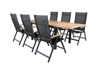 Posisjonsstol Panama 2-pakk + Rektangulært spisebord 152 x 90 – svart