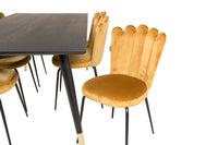 Spisestol Limhamn & Dipp 2-pakk + rektangulært spisebord 180 x 90 – gul og svart