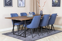 Spisegruppe Padang 250 x 100 + spisestol 2-pakk – natur og blå