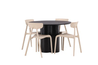 Spisestol Ursholmen & Olivia 2-pakk + Spisebord rundt ⌀110 – beige og svart