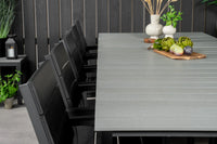 Spisegruppe Levels rektangulær 229 × 100 + spisestol 2-pakk – svart