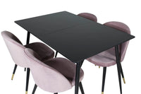 Spisegruppe 120 x 80 2-pakk – svart og støvrosa