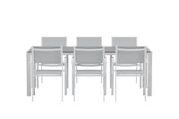 Spisegruppe Break & Copacabana 205 x 90 + spisestol 2-pakk – grå