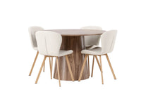 Spisegruppe rund ⌀120 2-pakk – natur og beige