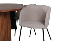 Spisegruppe Berit & Bianca + Ovalt 200 x 90 – beige og valnøtt
