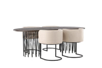Spisegruppe oval 220 x 100 – mokka og beige