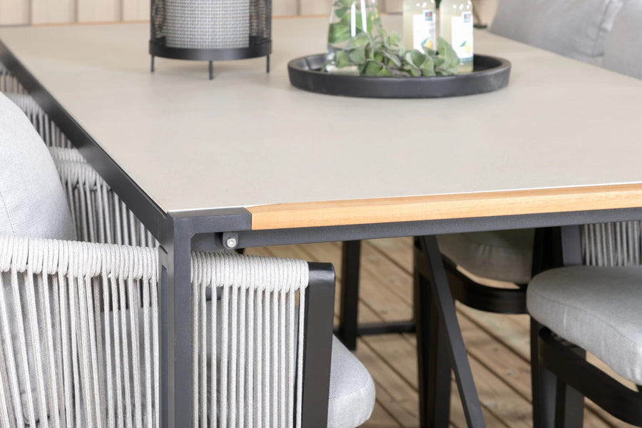 Spisestol Virya & Texas 2-pakk – svart + Spisebord rektangulært 200 × 100 – lys grå