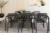 Spisegruppe Borneo & Peking rektangulær 200 × 100 + 2-pakk spisestol – svart