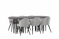 Spisegruppe oval 2-pakk 220 x 100 – grå og mocca