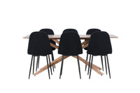 Spisestol Polar & Piazza 2-pakk + Rektangulært spisebord 180 x 90 – svart og mocca