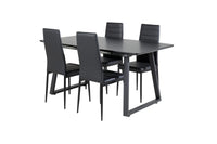 Spisestol Slim & Inca 2-pakk + Spisebord rektangulært 160 x 85 – svart