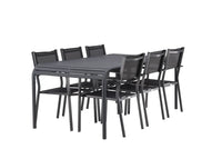 Spisestol Copacabana & Borneo 2-pakk + Rektangulært spisebord 200 × 100 – svart