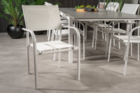 Spisegruppe Levels & Santorini 160 x 100 + 2-pakk spisestol – hvit