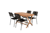 Spisegruppe Kenya & Lindos 120 x 70 + spisestoler 2-pakk – natur og svart