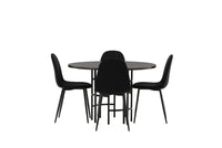 Spisestol 2-pakk + Spisebord rundt ⌀115 – svart
