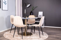 Spisestol Polar & Estelle 2-pakk + spisebord rundt ⌀106 – beige og mørkegrå