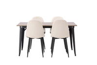 Spisestol Polar og Tempe 2-pakk – beige + Spisebord rektangulært 140 x 80 – valnøtt