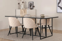 Spisegruppe rektangulær 200 x 90 + spisestol 2-pakk – svart og beige