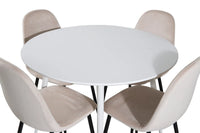 Spisegruppe rund ⌀100 2-pakk – hvit og beige