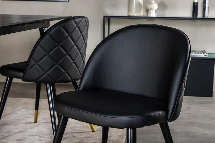 Spisebord rektangulært 120 x 80 + spisestol 2-pakk – svart
