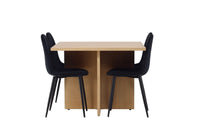 Spisestol Polar & Leo 2-pakk – svart + Rektangulært spisebord 100 x 100 – natur