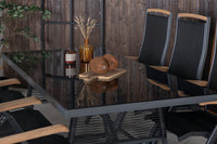 Spisebord Dallas & Panama 193 x 90 + posisjonsstol 2-pakk – svart