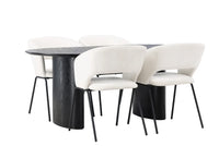 Spisegruppe oval 2-pakk 180 x 90 – offwhite og svart