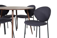Spisestol Vault & Plaza 2-pakk + Rundt spisebord ⌀100 – svart og valnøtt