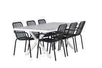 Spisebord Garcia & Peking 200 × 100 + spisestol 2-pakk – grå og svart