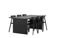 Spisestol Ursholmen & Vail 2-pakk + Rektangulært spisebord 200 × 100 – svart