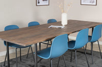 Spisestol Arctic & Padang 2-pakk – blå + rektangulært spisebord 250 x 100 – natur