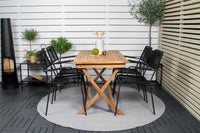 Spisegruppe Kenya & Lindos 120 x 70 + spisestoler 2-pakk – natur og svart