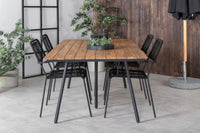 Spisegruppe Chan & Lindos 200 × 100 + spisestol 2-pakk – natur og svart