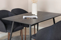 Spisestol 2-pakk + Rektangulært spisebord 120 x 85 – svart