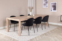 Spisebord rektangulært 170 x 95 + spisestol 2-pakk – hvitvasket og svart