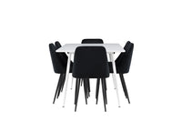 Spisestol Night & Silar 2-pakk + Rektangulært spisebord 180 x 90 – svart og hvit