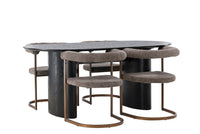 Spisegruppe Isolde & Morning oval 180 x 90 + spisestol 2-pakk – svart og brun