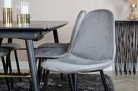 Spisebord rektangulært Gold & Polar 180 x 85 + spisestol 2-pakk – svart og grå