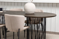 Spisestol Modesto & Stone 2-pakk + Spisebord ovalt 220 x 100 – beige og mokka