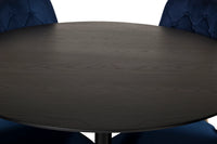 Spisegruppe Dipp & Velvet Deluxe Rund ⌀115 + spisestol 2-pakk – svart og blå