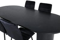 Spisegruppe oval 200 x 90 + spisestol 2-pakk – svart