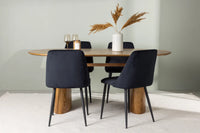 Spisestol Night & Isolde 2-pakk + Spisebord ovalt 180 x 90 – svart og natur