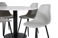 Spisestol Polar & Estelle 2-pakk og rundt spisebord ⌀106 – grå og hvit