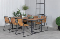 Spisegruppe 200 × 100 + spisestol 2-pakk – natur